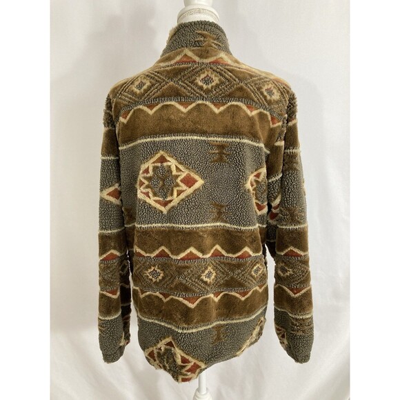 Vintage Woolrich Women’s L Brown Aztec Fleece Southwest Full Zip Jacket - Picture 2 of 11